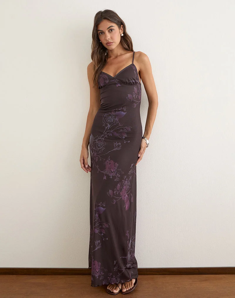 Robe longue Kalana en maille, couleur « Serene Ivy Dark Plum »