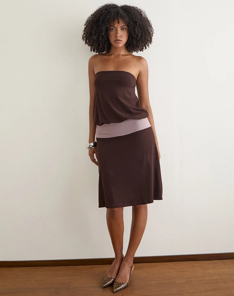 Robe midi Wiste, association de gris chocolat amer et lavande