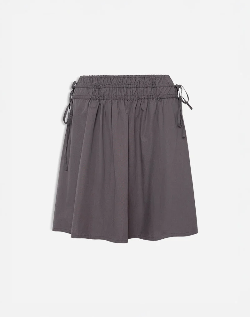 Khimar - Jupe mi-longue froncée, poivre