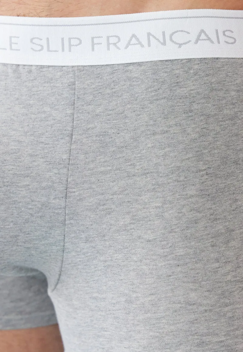 Lot de 3 boxers noir, bleu marine et gris en coton - Boxers Noir Bleu Marine Gris Chiné