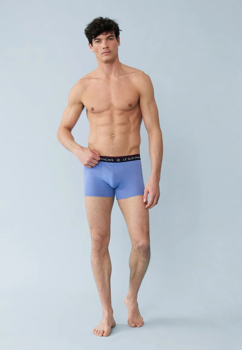 Lot de 4 boxers en coton - Boxers Noir Bleu Marine Gris Chiné Bleu