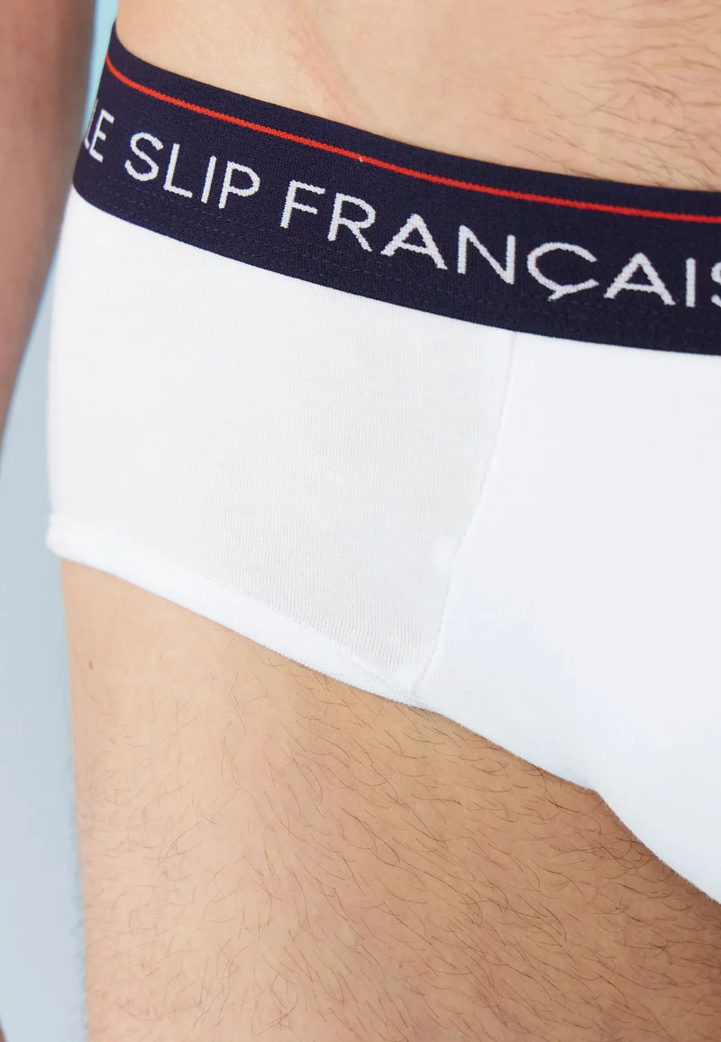 Lot de 3 slips en coton - Slips Bleu Marine Blanc Rouge