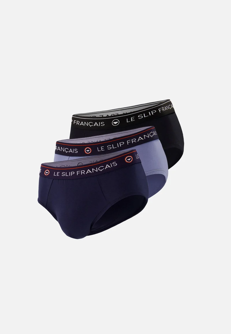 Lot de 3 slips en coton - Slips Bleu Marine Bleu Noir