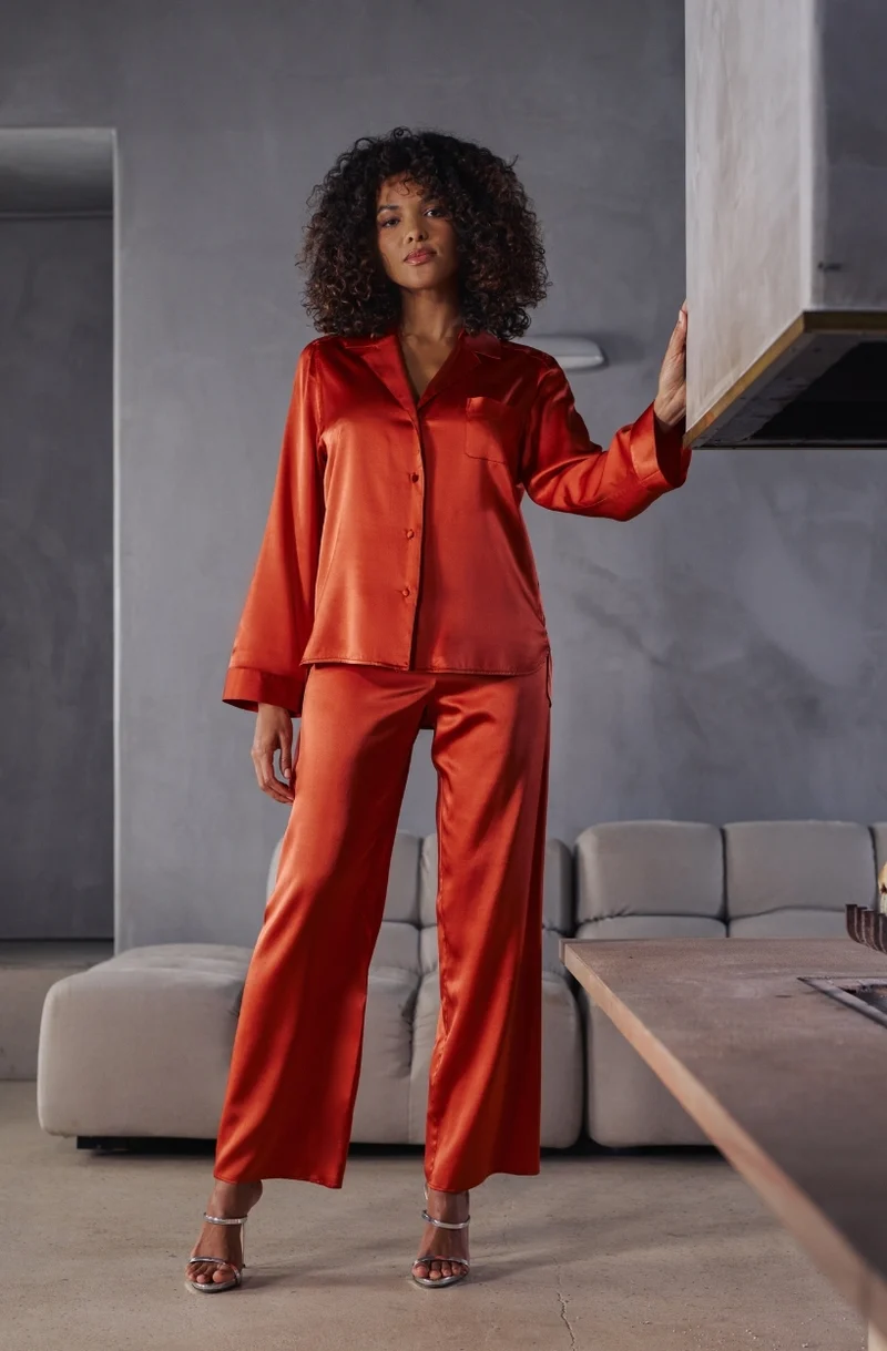 Pyjama Bonnie en satin rouge
