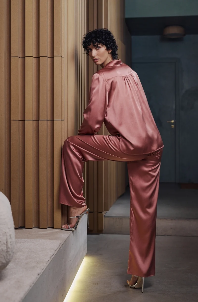 Pyjama Bonnie en satin rose