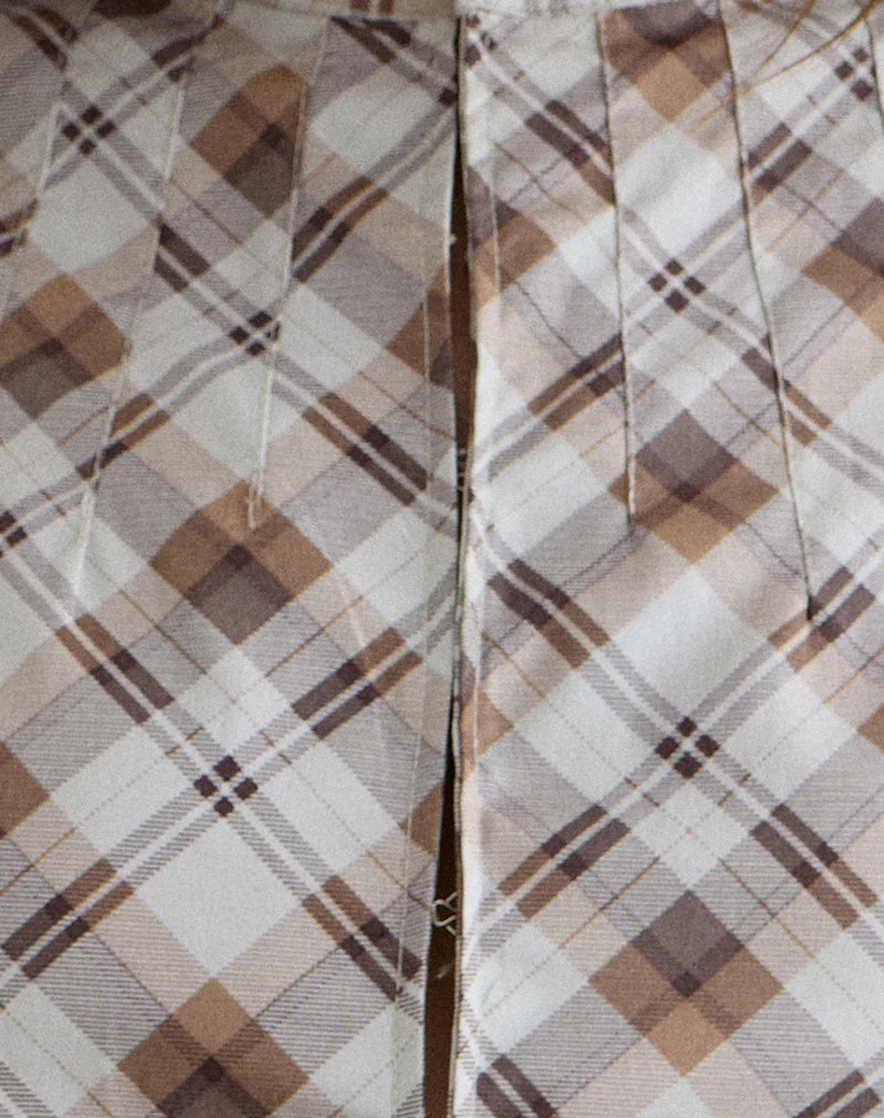 Haut « Pea Coat » Alnira à carreaux obliques marron