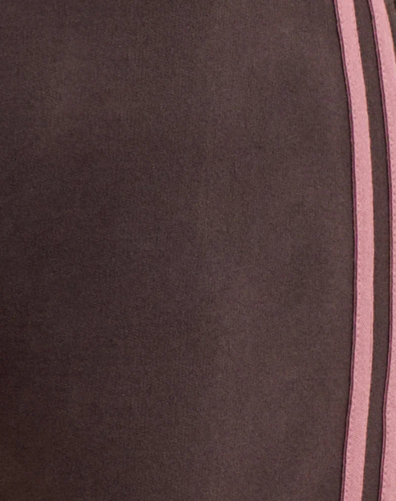 Pantalon capri Wamino couleur chocolat amer à rayures rose pâle
