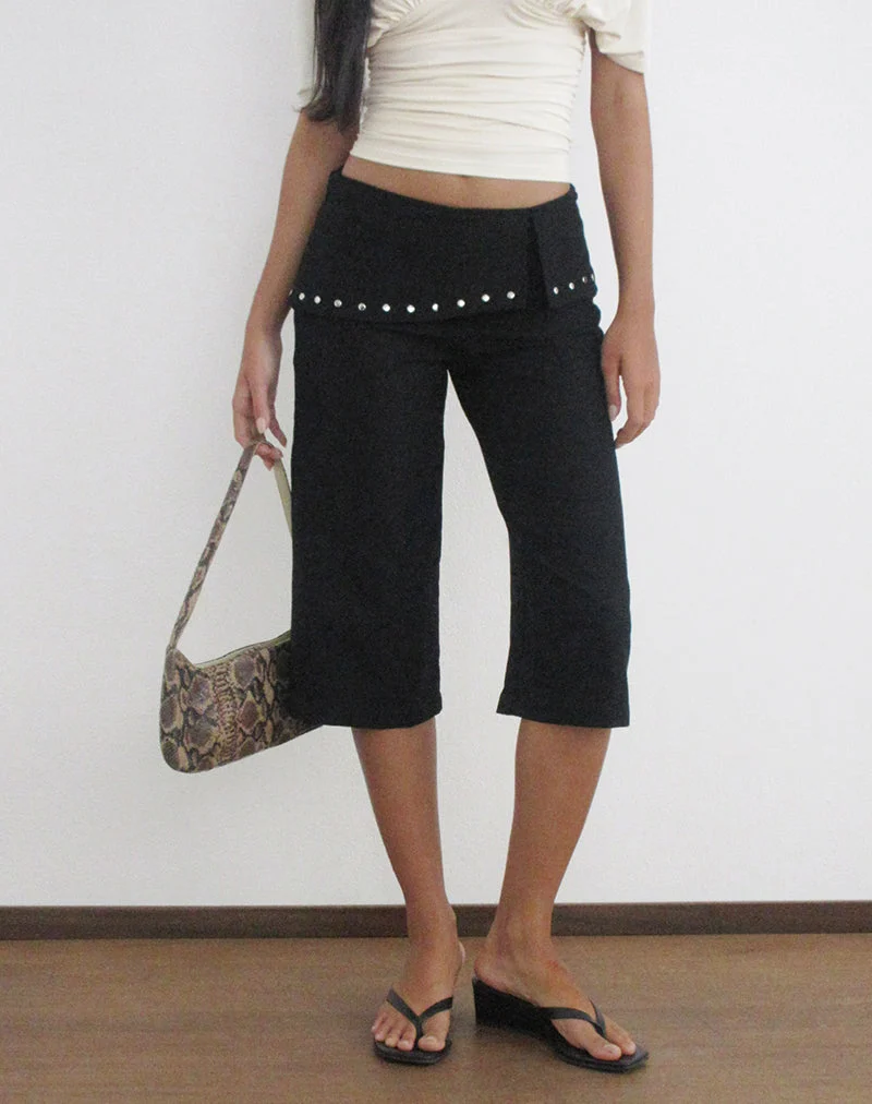 Pantalon Oren Capri noir à clous
