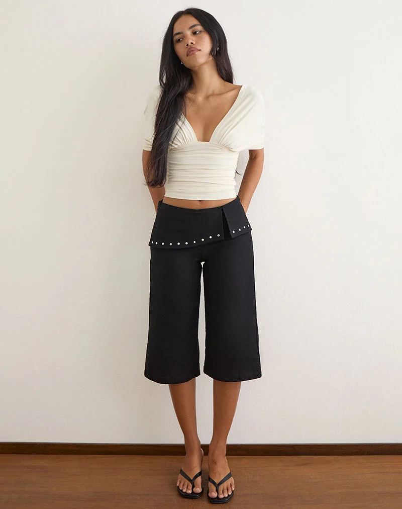 Pantalon Oren Capri noir à clous