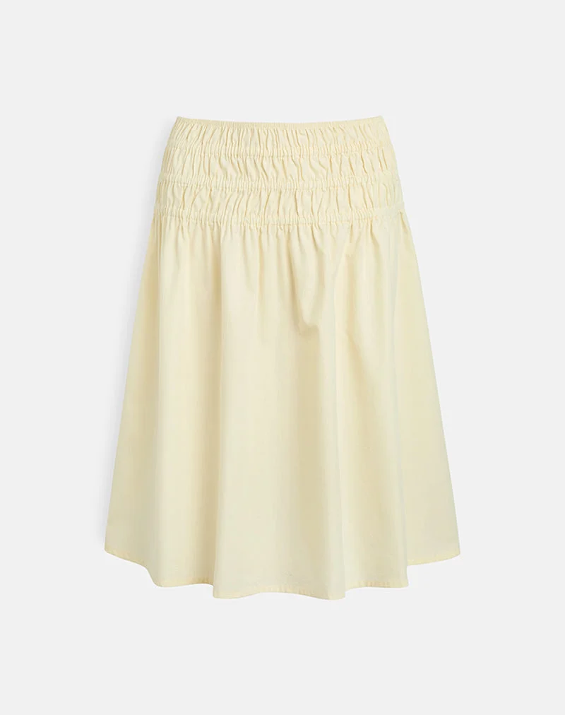Jupe midi Neleta, Popeline Lemon