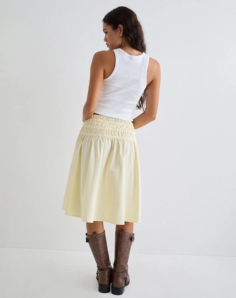 Jupe midi Neleta, Popeline Lemon