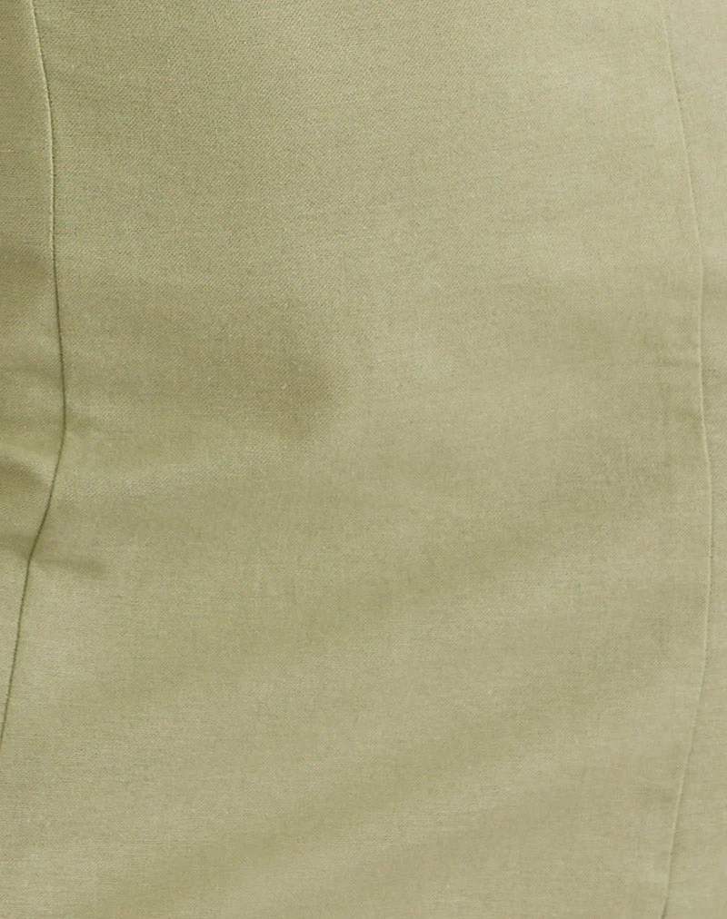 Mini-robe Ambra Scoop en lin vert sauge