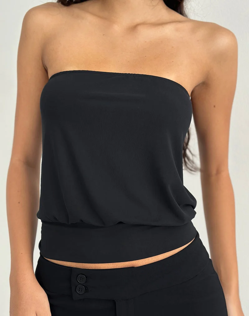 Top bandeau Leocadia en cupro noir