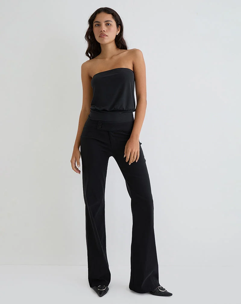 Top bandeau Leocadia en cupro noir