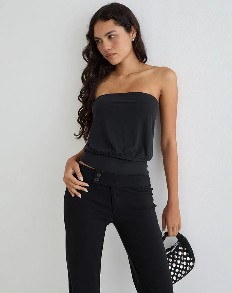 Top bandeau Leocadia en cupro noir