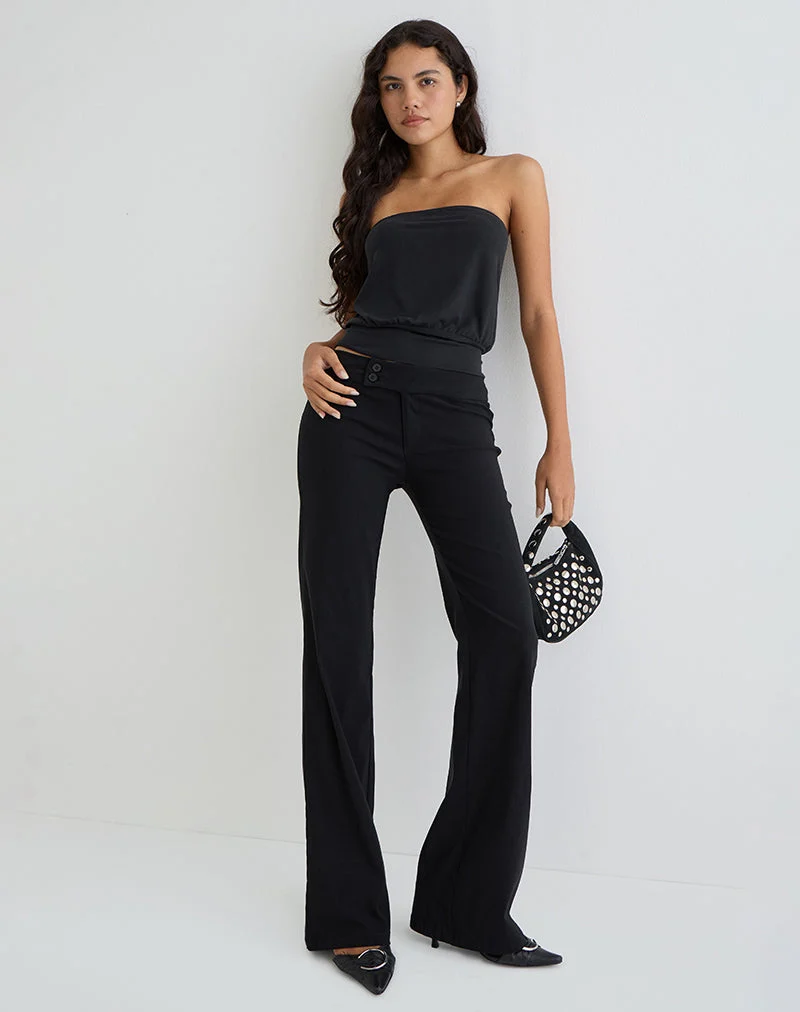 Top bandeau Leocadia en cupro noir