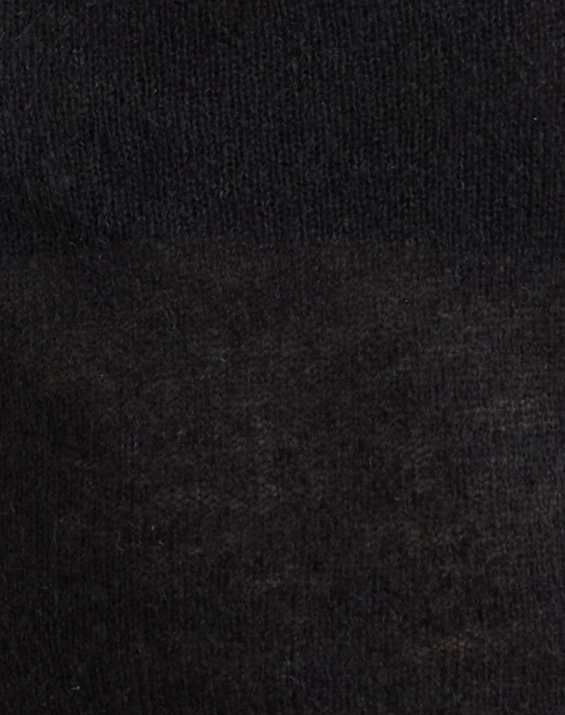 Haut à manches longues Aika en maille transparente noire