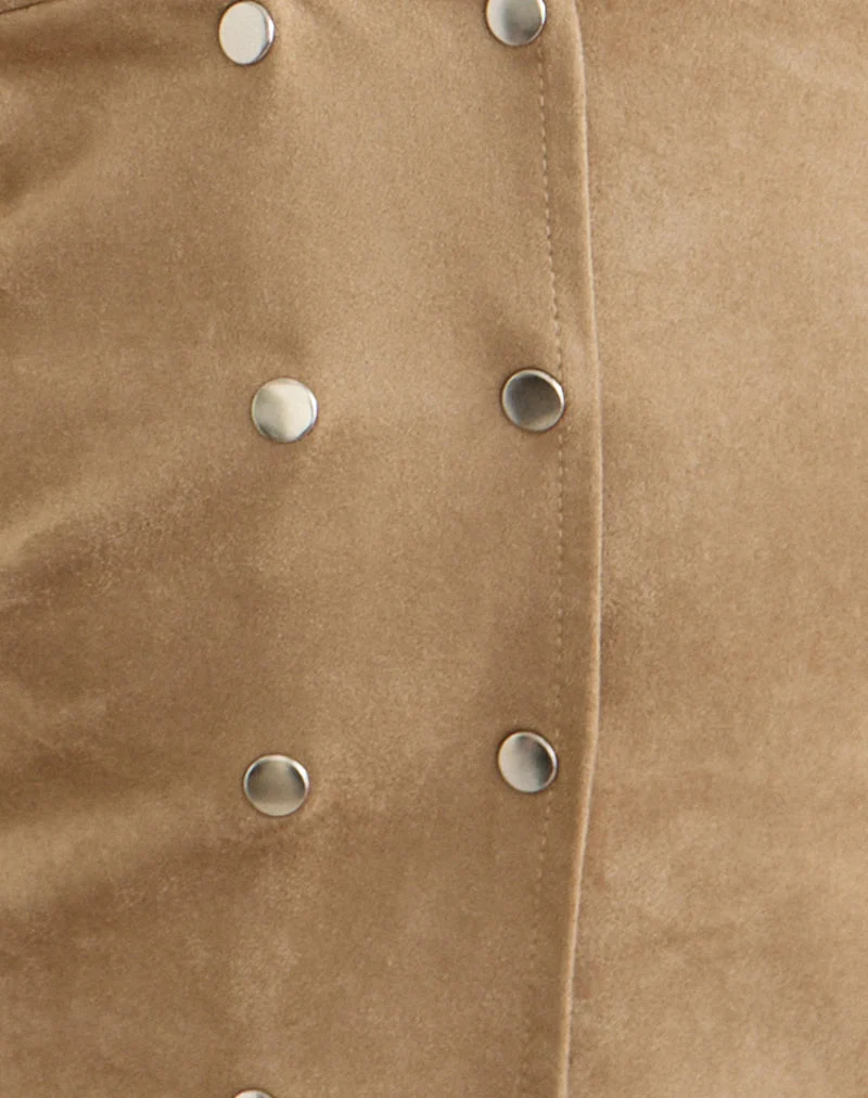 Haut à col licou Estri en simili-daim beige clair