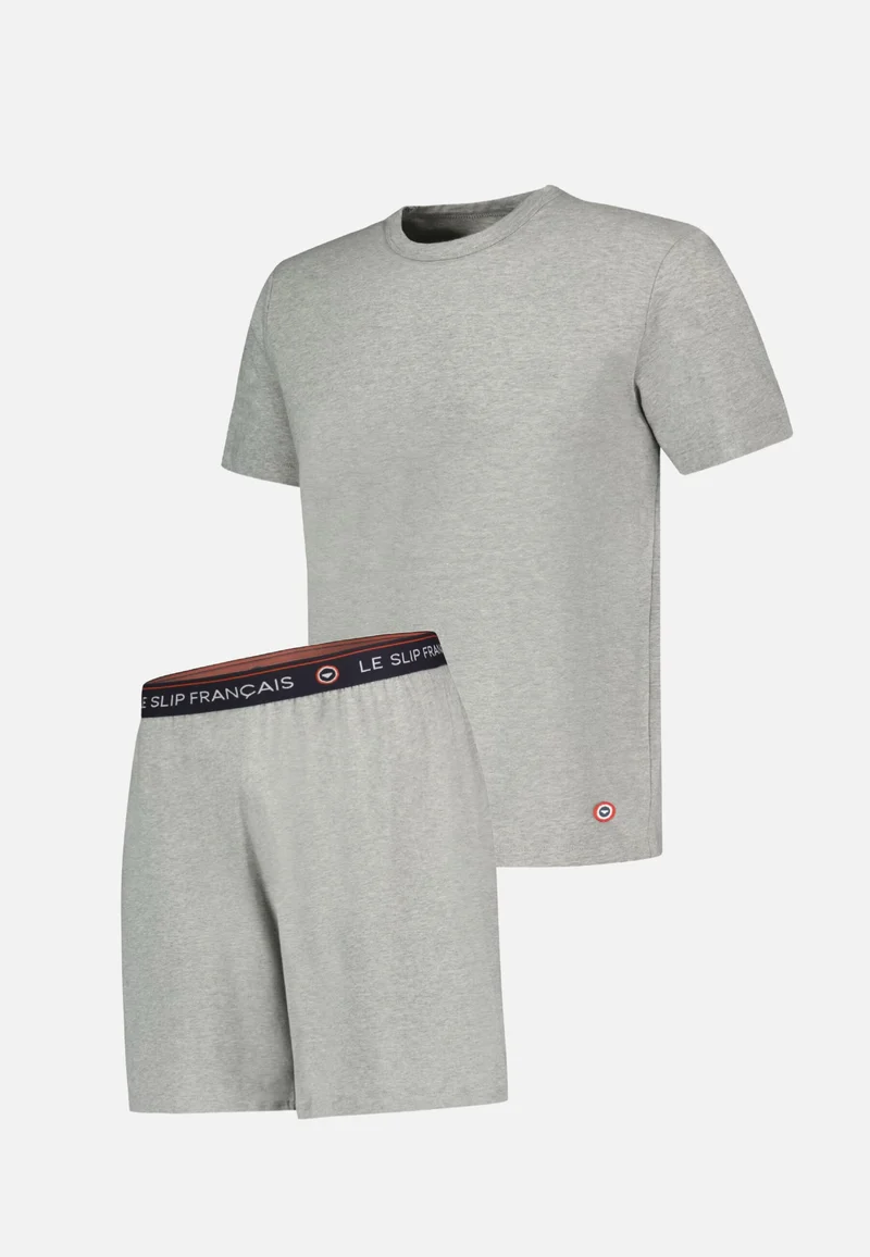 Ensemble pyjama haut et short gris - Pyjama Haut Manches Courtes Formidable Et Bas De Pyjama Court Invincible Gris