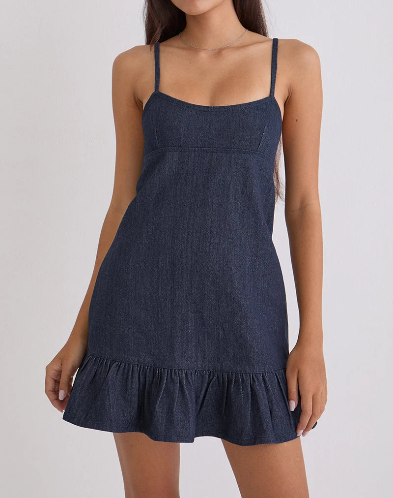 Mini robe Pamina en denim indigo