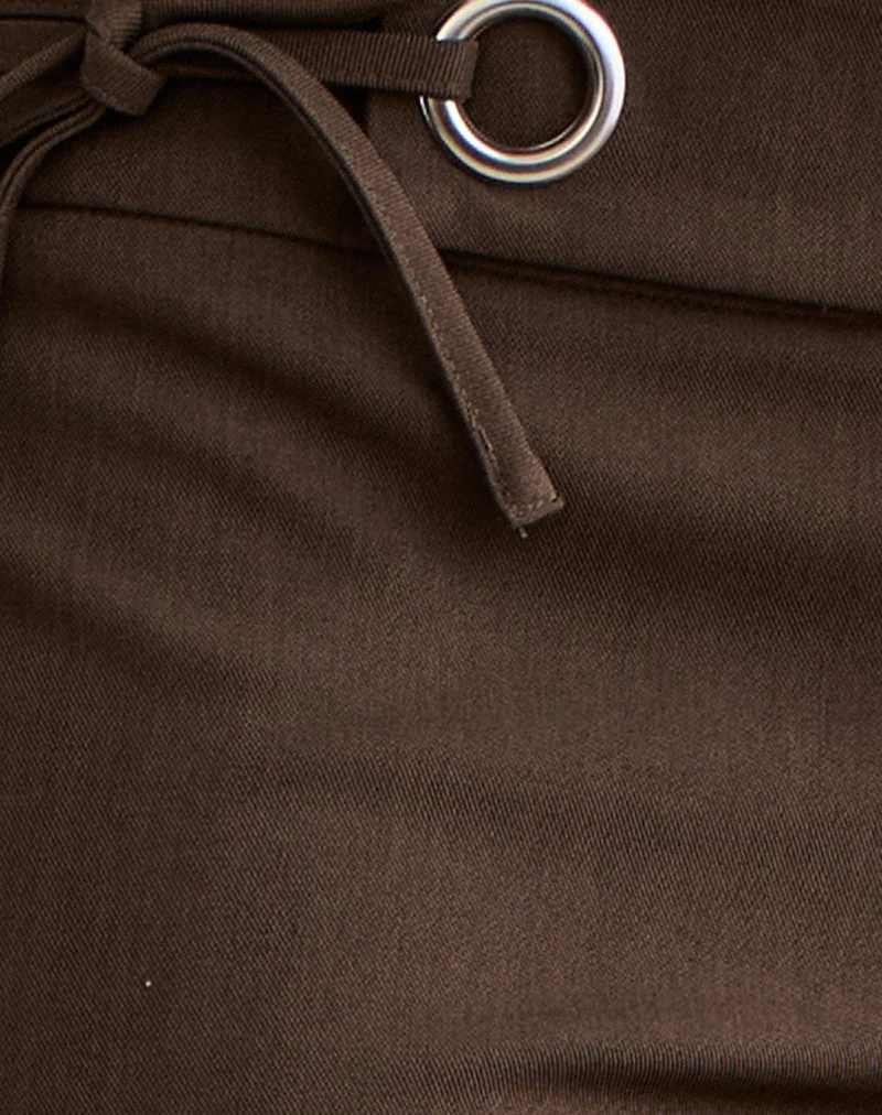 Pantalon de tailleur à cravate Tova en chocolat