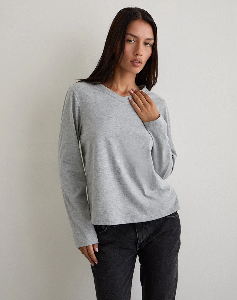 Top Feman en jersey gris chiné