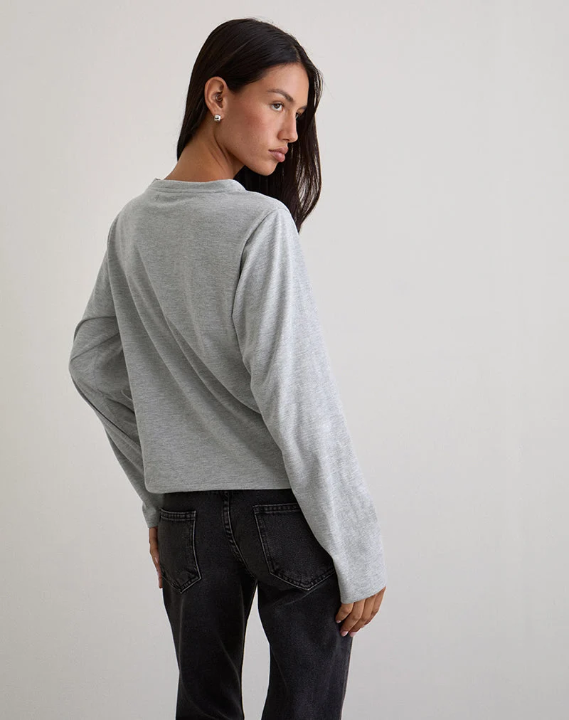 Top Feman en jersey gris chiné