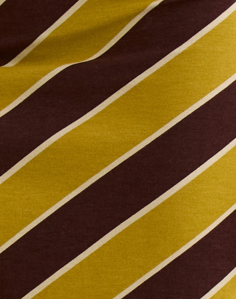 Jupe midi fendue Sherry, rayée, jaune rétro