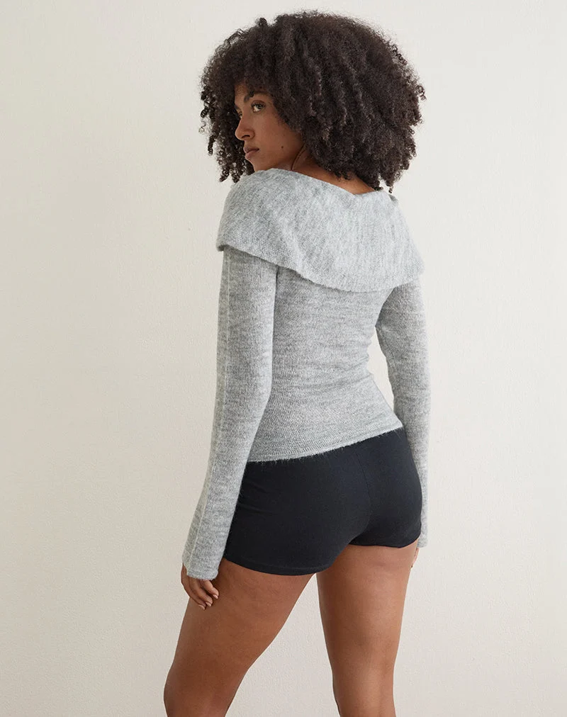 Pull Waliya en maille transparente grise