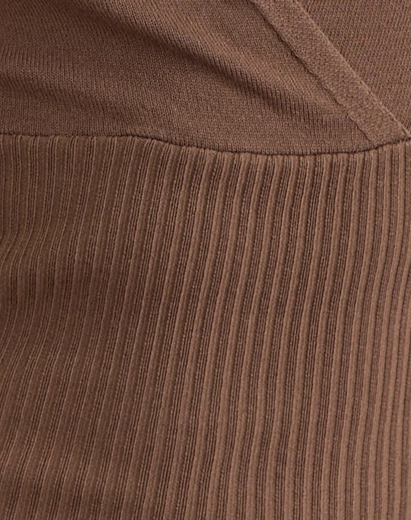 Haut en maille Rayana avec découpe en forme de trou de serrure, couleur marron