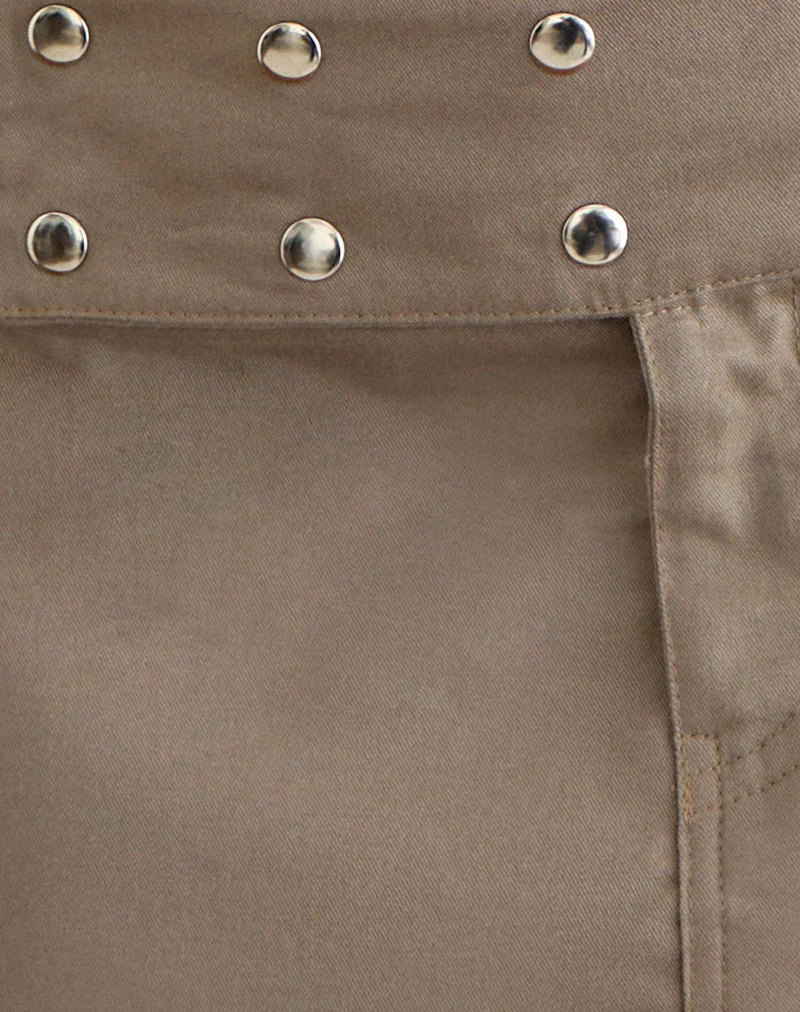 Mini-jupe Ned en sergé clair gris-marron