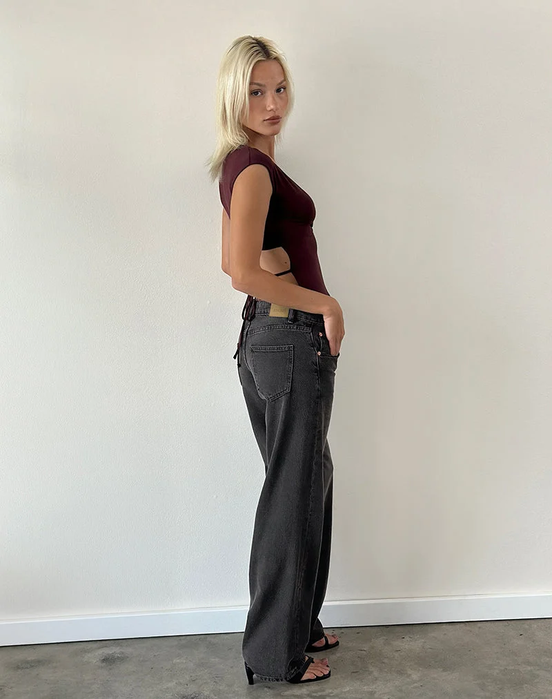 Haut croisé Netan, couleur prune foncé