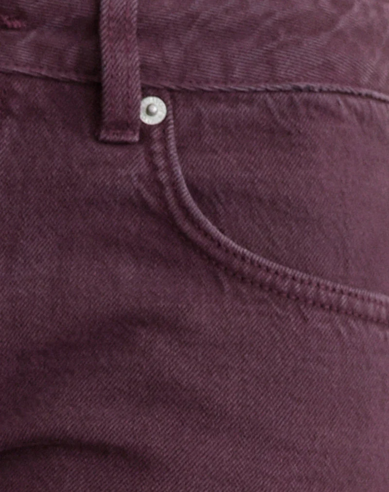 Jean évasé ample à taille basse, couleur Pinot Noir