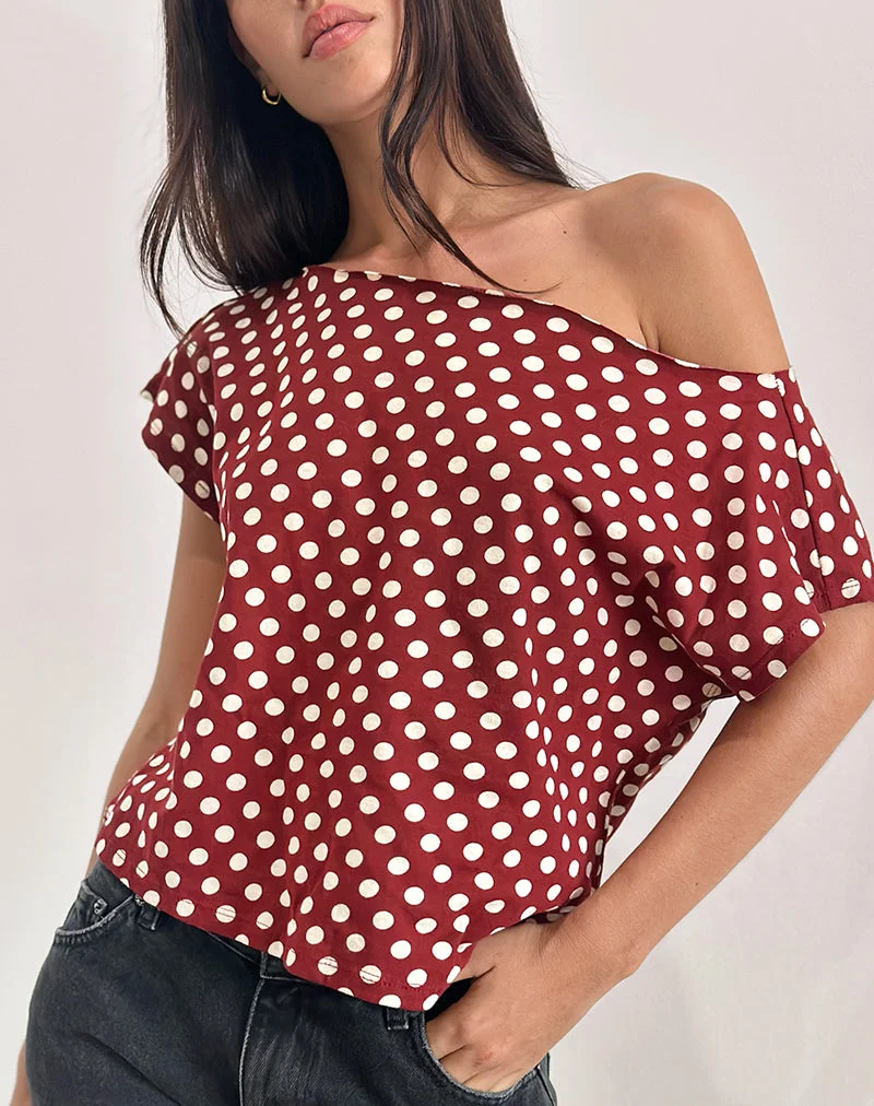 Balia - Top à manches courtes asymétriques - Vin à pois