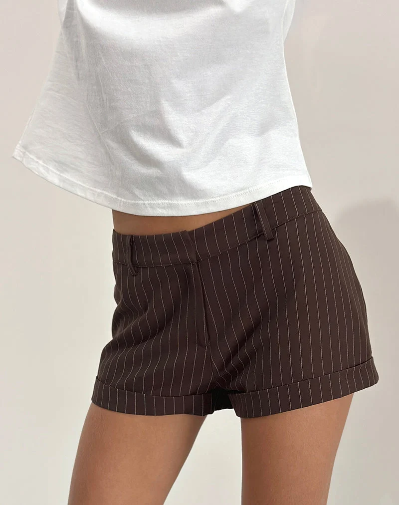 Wiluta Shorts in Tailoring Dark Brown Pinstripe