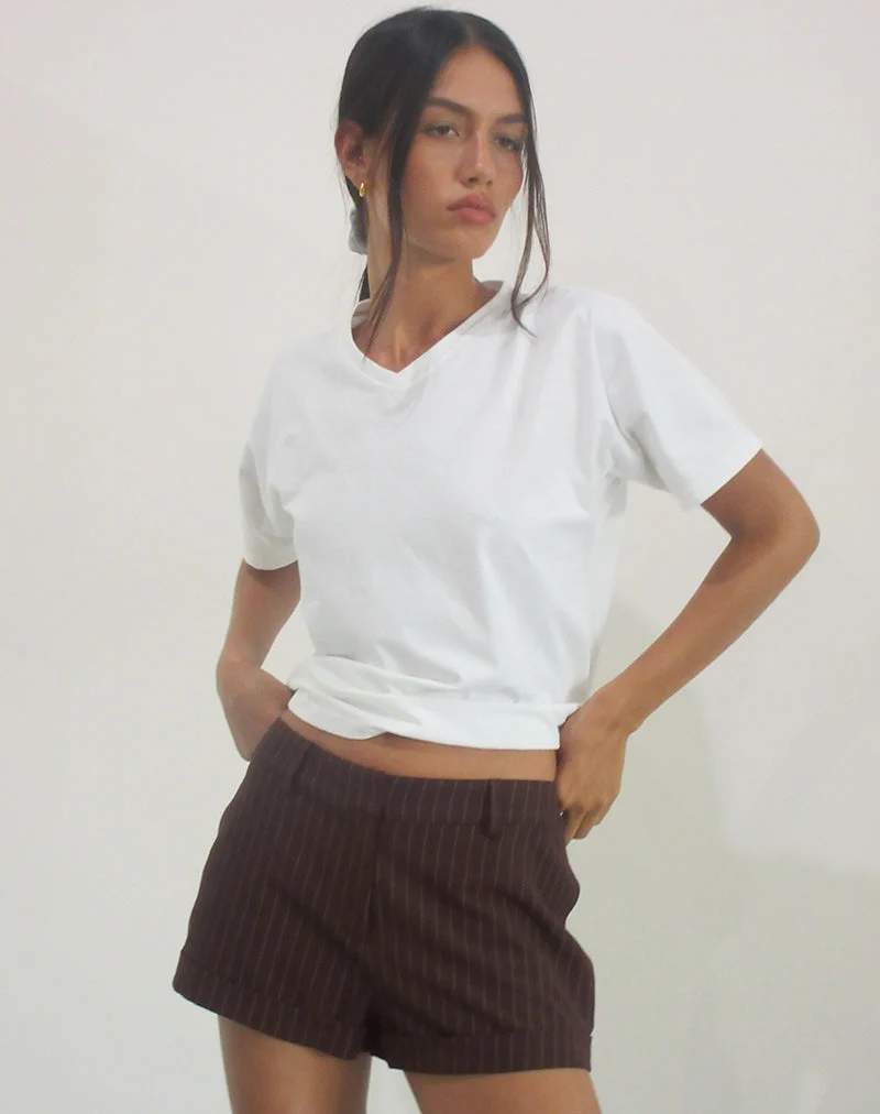 Wiluta Shorts in Tailoring Dark Brown Pinstripe