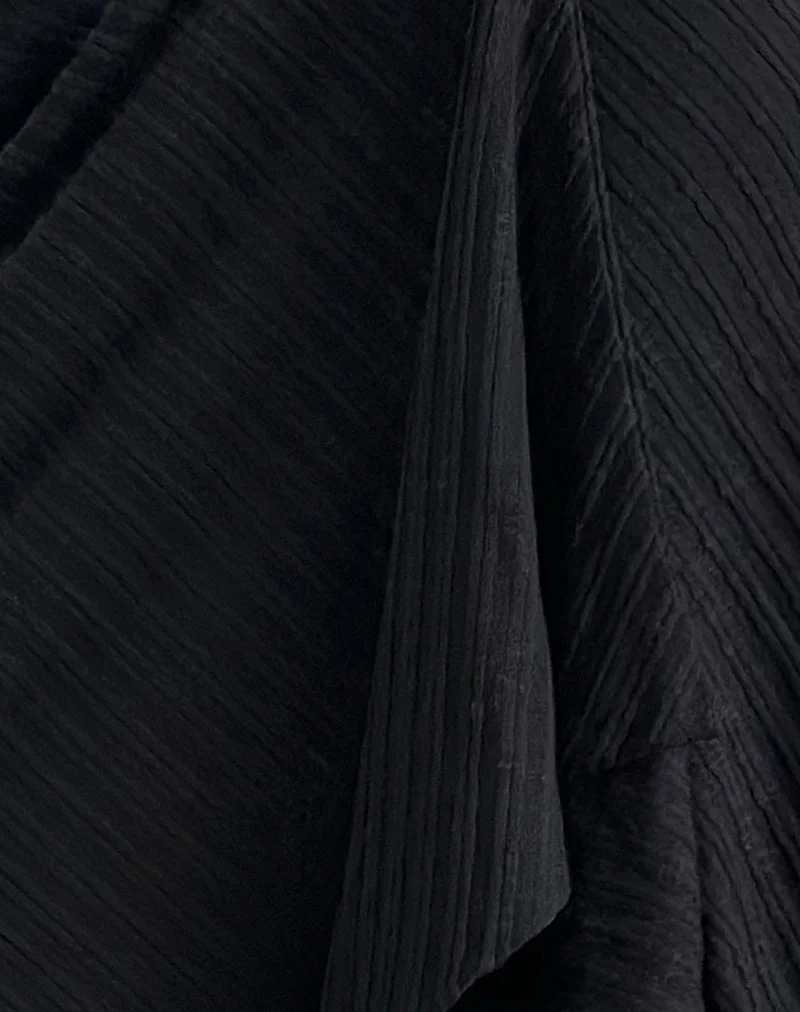 Esmeray - Jupe midi en maille diagonale transparente - Noir