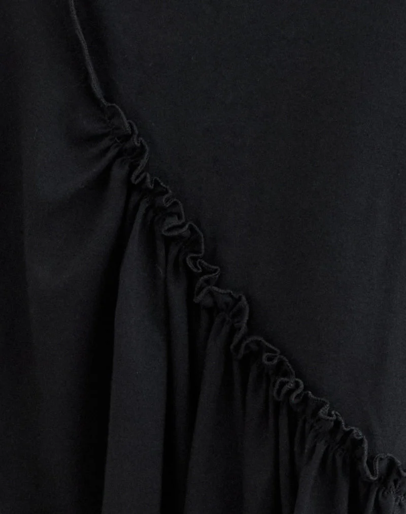 Jupe mi-longue Sumiatun en jersey noir