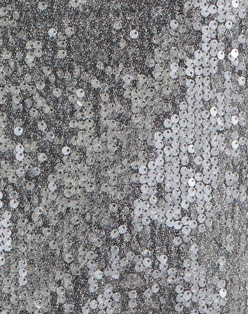 Haut dos nu Sadiya à paillettes argentées