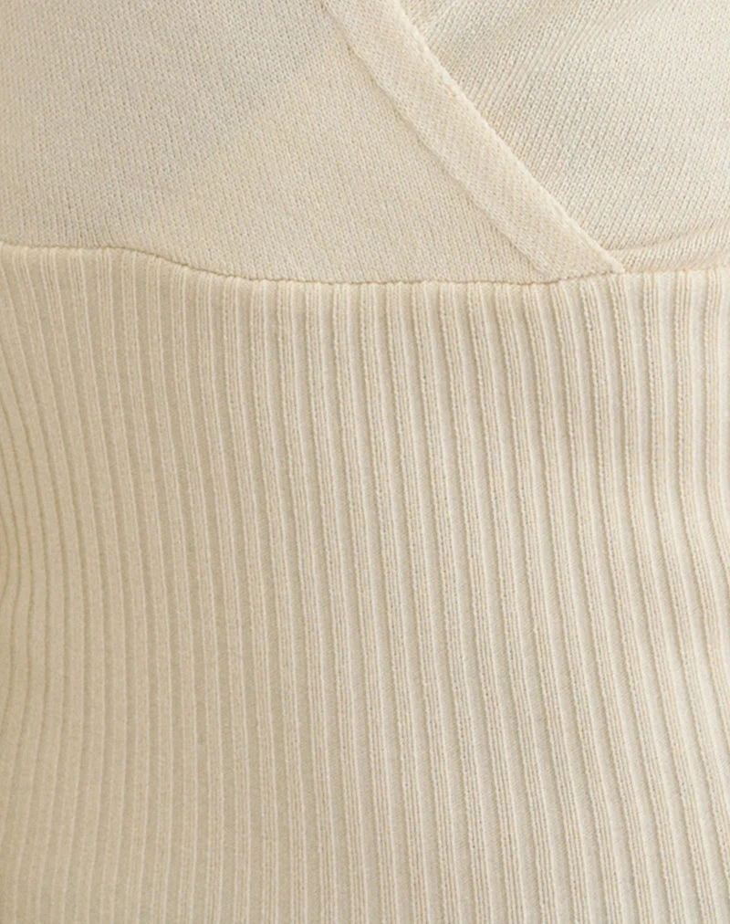Haut en maille Rayana avec découpe en forme de trou de serrure, couleur beige