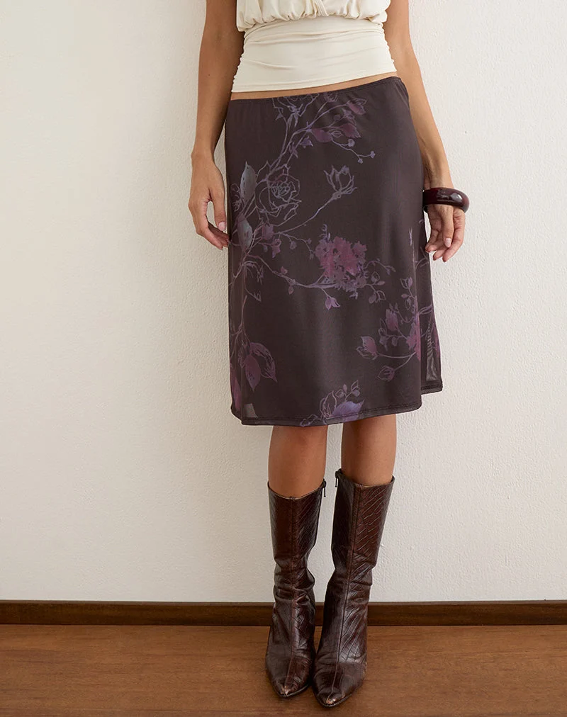 Jupe midi Laena en maille, couleur Serene Ivy Dark Plum