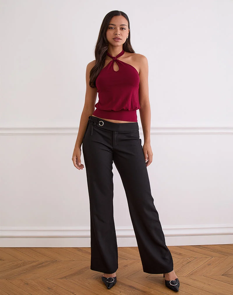 Giunea Knot Halter Top in Burgundy