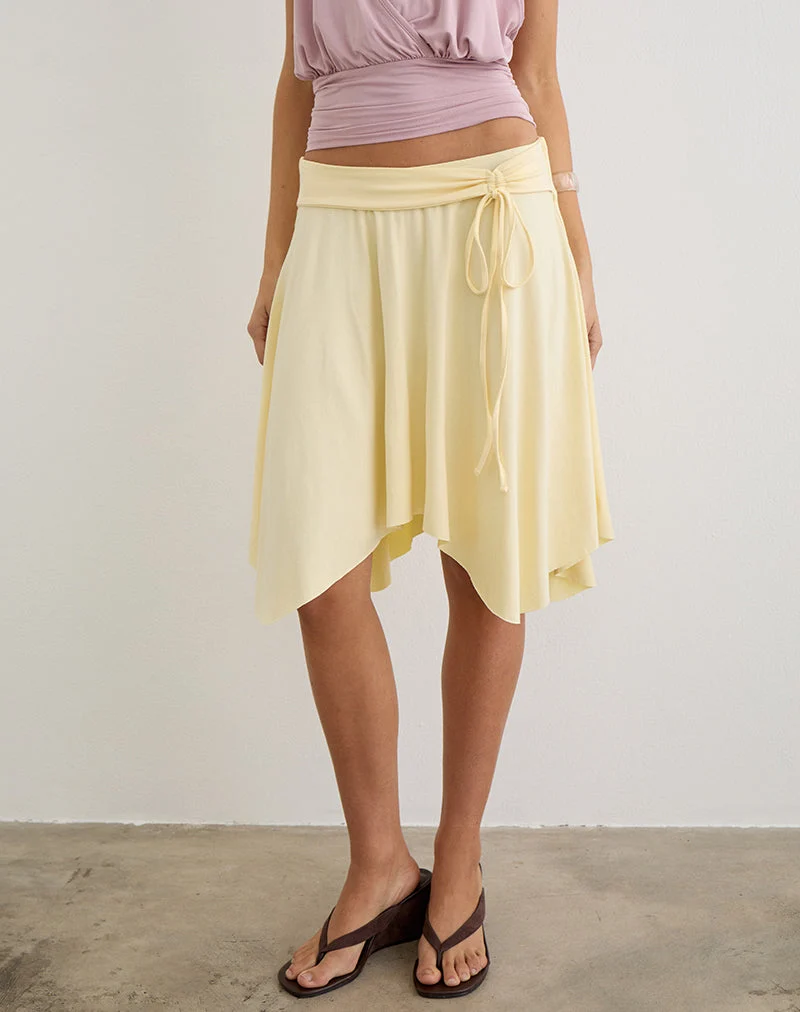 Jupe mi-longue Joonmir en jersey de rayonne, couleur citron