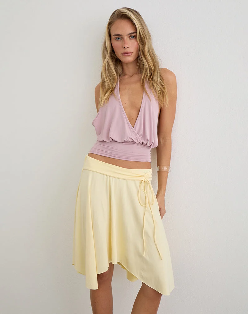 Jupe mi-longue Joonmir en jersey de rayonne, couleur citron