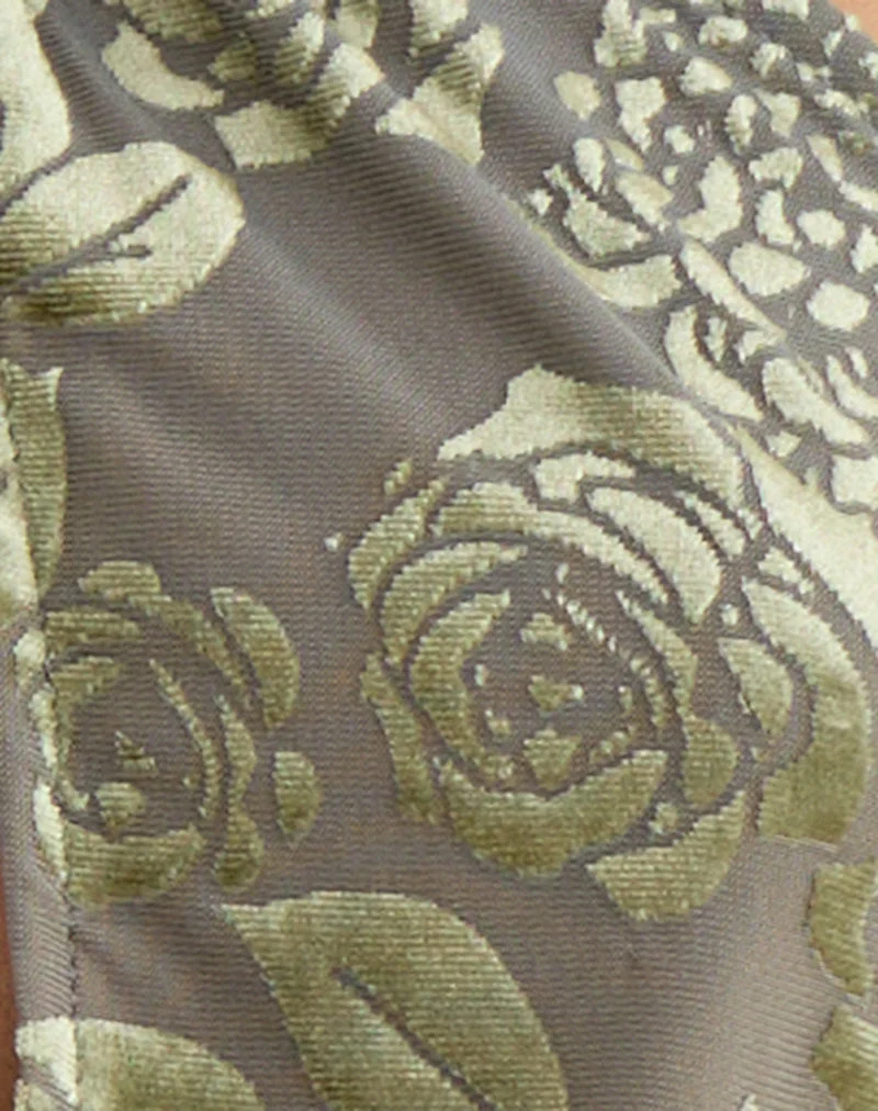 Haut plongeant Karise en maille déchirée, couleur olive