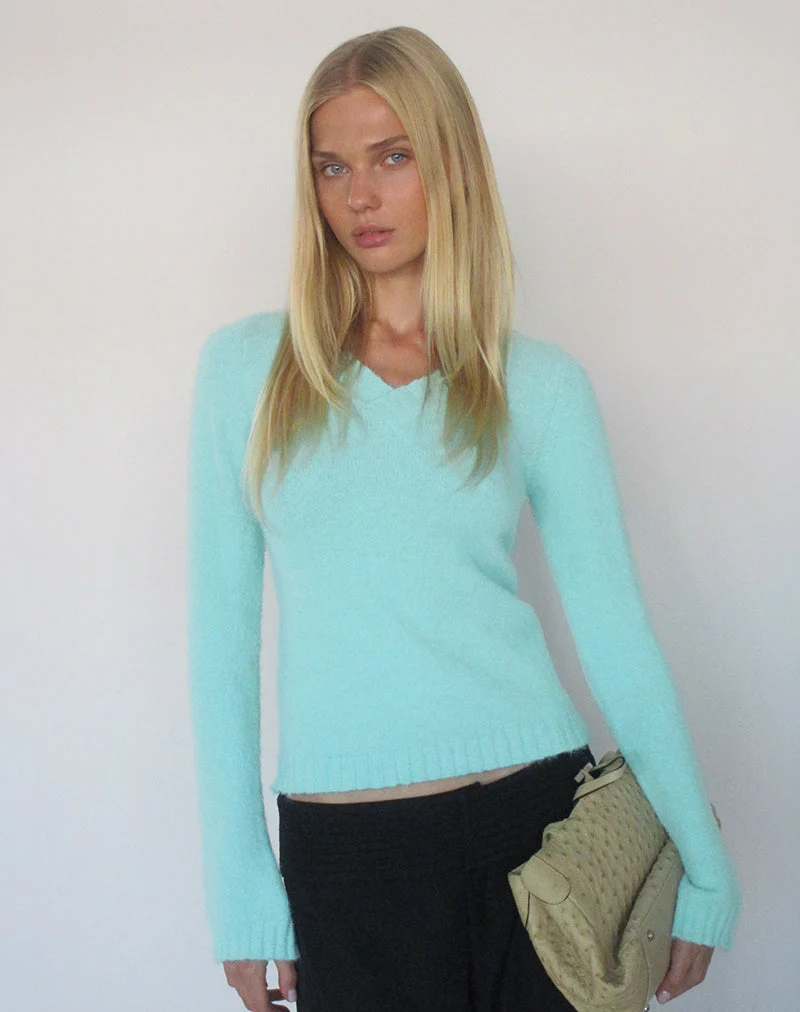 Pull Dinesa en maille bleu clair