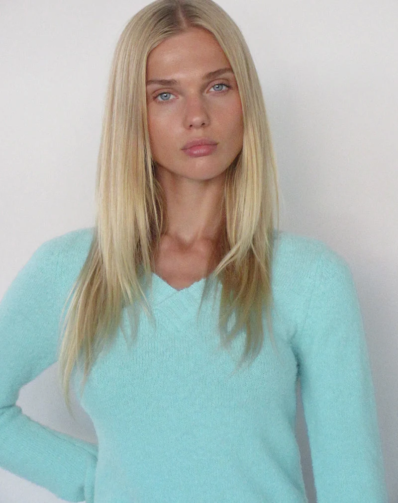 Pull Dinesa en maille bleu clair
