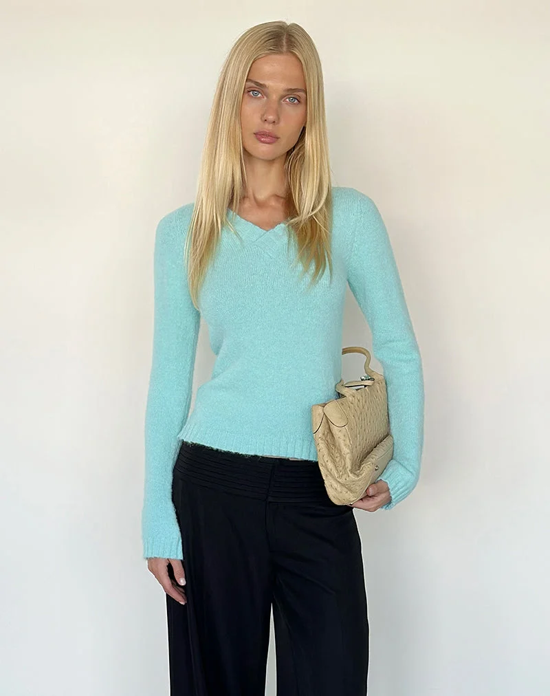 Pull Dinesa en maille bleu clair