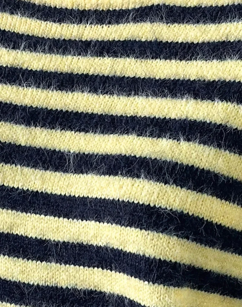 Pull Zalo en maille rayée jaune et bleu marine
