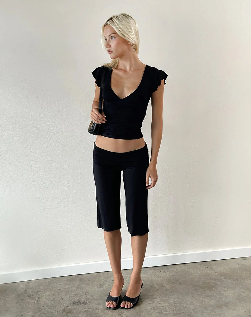 Pantalon capri Wanti en jersey de rayonne, noir